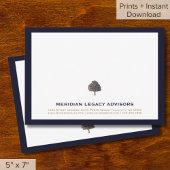 Elegante Golden Tree Logo Business Note Cards 5x7 Kaart