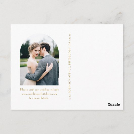 Elegante Golden Wisps Fotobruiloft Bewaar de datum Briefkaart (Achterkant)