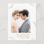 Elegante Golden Wisps Fotobruiloft Bewaar de datum Briefkaart (Voorkant)