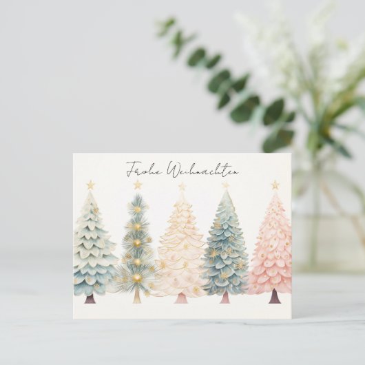 Elegante goldene und grüne Weihnachtsbäume Briefkaart (Staand voorkant)