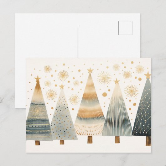 Elegante goldene Weihnachtsbäume  Briefkaart (Voorkant / Achterkant)