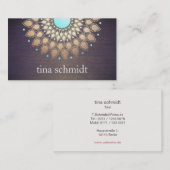 Elegante Goldfolie Verziert Blatt Mandala Holz Visitekaartje (Voorkant / Achterkant)