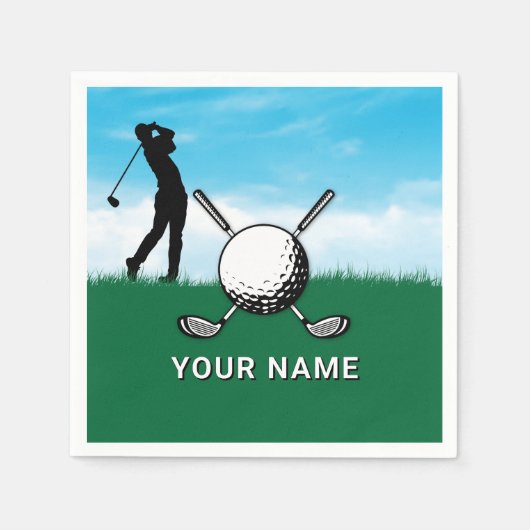 Elegante golf eigen naam ontwerp servet (Voorkant)