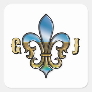Elegante Golf Fleur De Lis Ontwerp Vierkante Sticker