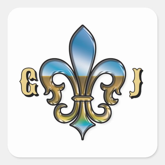 Elegante Golf Fleur De Lis Ontwerp Vierkante Sticker (Voorkant)