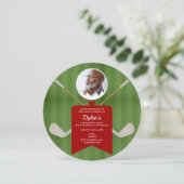 Elegante Golf Groen Rood Foto Pensioenfeest Kaart (Staand voorkant)