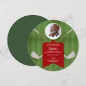 Elegante Golf Groen Rood Foto Pensioenfeest Kaart (Voorkant / Achterkant)