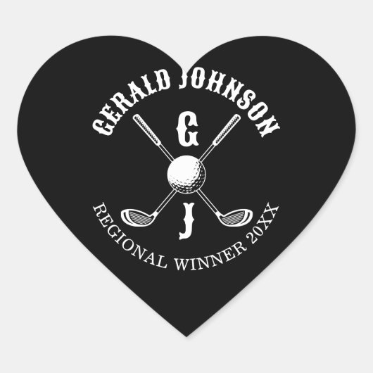 Elegante Golf Monogr... Hart Sticker (Voorkant)