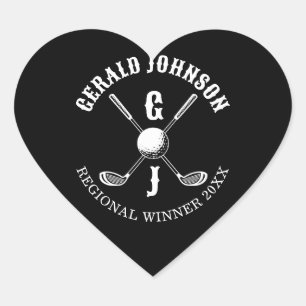 Elegante Golf Monogr... Hart Sticker