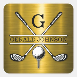 Elegante Golf Monogr... Vierkante Sticker
