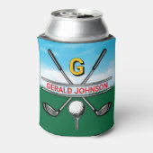 Elegante golf monogram ontwerp kan koeler (Blikje Achterkant)