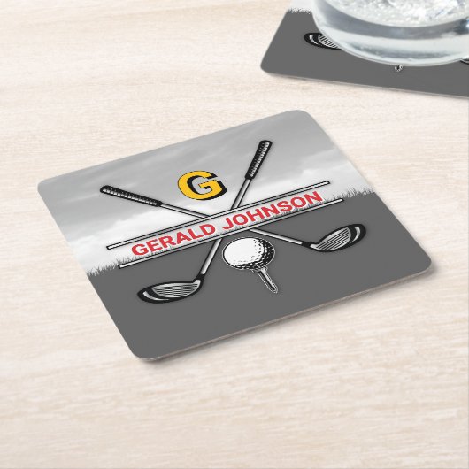 Elegante golf monogram ontwerp kan koeler kartonnen onderzetters (Schuin)