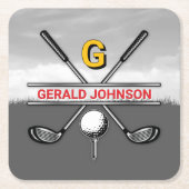 Elegante golf monogram ontwerp kan koeler kartonnen onderzetters (Voorkant)