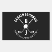 Elegante Golf Monogram... Rechthoekige Sticker (Voorkant)