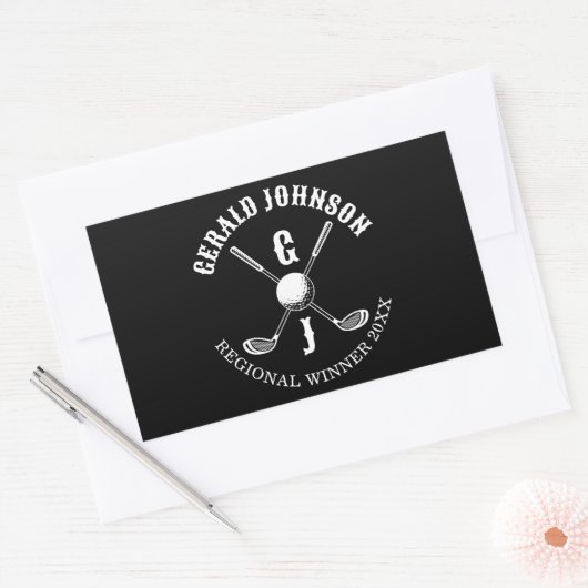 Elegante Golf Monogram... Rechthoekige Sticker (Envelop)