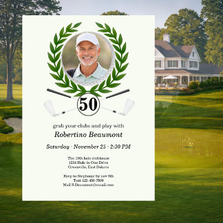 Elegante golf thema speler ervaring 50e verjaardag kaart
