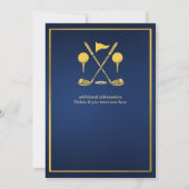 Elegante Golf Thema Winkelwagen Blauw Goud 50ste V Kaart (Achterkant)