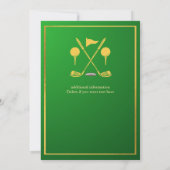 Elegante Golf Thema Winkelwagen Groen Goud 50ste V Kaart (Achterkant)