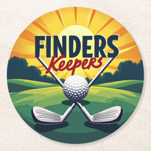 Elegante golf themed artwork voor enthousiasten ronde kartonnen onderzetter