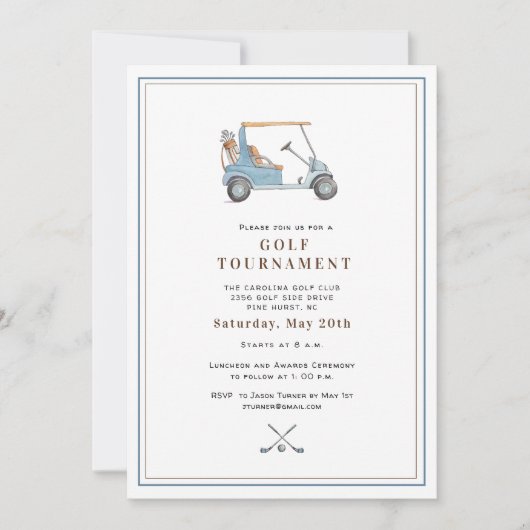 Elegante Golf Toernooi Uitnodiging (Voorkant)