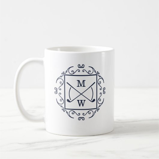 Elegante golfclubs monogram koffiemok (Links)