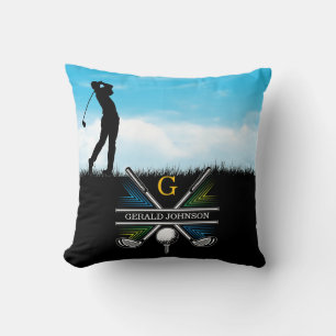 Elegante Golfer Custom Monogram Design Kussen