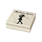 Elegante golfer dame naam rubberstempel (Stempel)