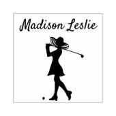 Elegante golfer dame naam rubberstempel (Afrduk)