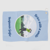 Elegante Golfer Naam Foto Golf Handdoek (Horizontaal)