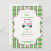 Elegante golfkar klaar voor babyshower kaart (Voorkant)
