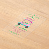 Elegante golfkar klaar voor de 55e verjaardag van  acryl uitnodigingen (Laagn)