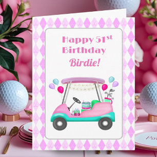 Elegante golfkar voor dames 51ste verjaardag kaart