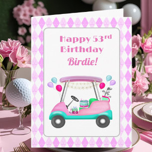 Elegante golfkar voor dames 53ste verjaardag kaart