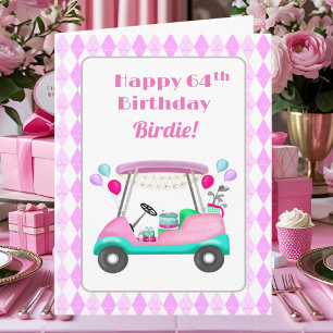 Elegante golfkar voor dames 64e verjaardag kaart