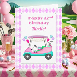 Elegante golfkar voor dames 72ste verjaardag   kaart