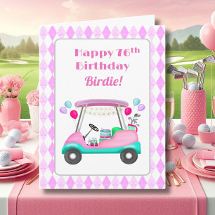Elegante golfkar voor dames 76ste verjaardag kaart