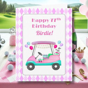 Elegante golfkar voor dames 77ste verjaardag kaart