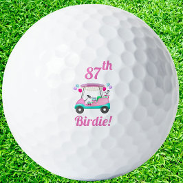 Elegante golfkar voor dames 87ste verjaardag naam golfballen