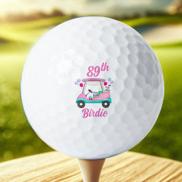 Elegante golfkar voor dames 89ste verjaardag naam golfballen