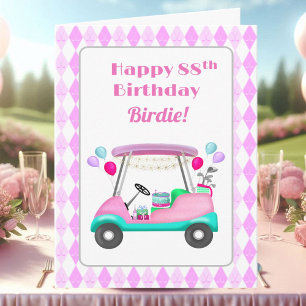 Elegante golfkar voor dames verjaardagsfeest 88ste kaart