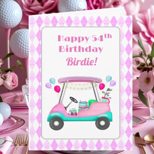 Elegante golfkar voor damesfeestje 54e verjaardag kaart