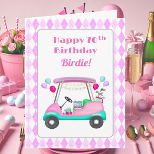 Elegante golfkar voor damesfeestje 70e verjaardag kaart