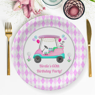 Elegante golfparty kar voor dames verjaardag papieren bordje