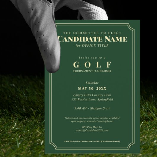 Elegante golftoernooi fundraiser kaart