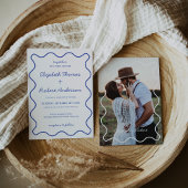 Elegante golvende curve bruiloft met foto kaart