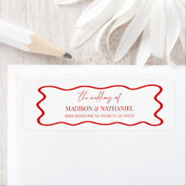 Elegante golvende rand bruiloft retouradres etiket