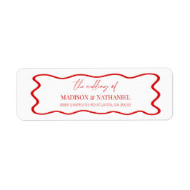Elegante golvende rand bruiloft retouradres etiket
