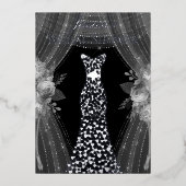 Elegante gordijnen & jurken Vrijgezellenfeest Echt Folie Uitnodiging (Voorkant)