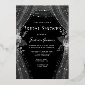 Elegante gordijnen & jurken Vrijgezellenfeest Echt Folie Uitnodiging (Achterkant)