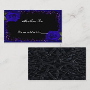 Elegante Goth-blauwe rozen tafel plaatskaart Plaatskaartje